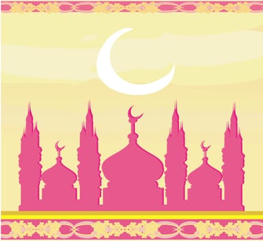 Ramadan background - mosque silhouette vector card