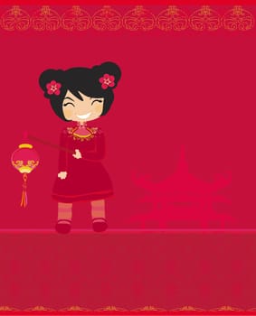 A chinese girl and her beautiful lantern