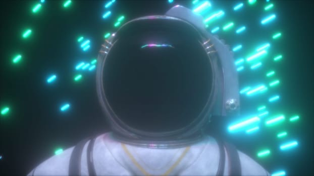 Astronaut with neon lines. Computer generated 3d render
