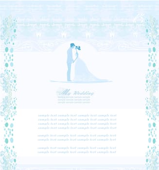 elegant wedding invitation with wedding couple card