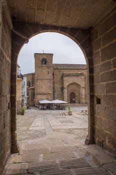 Marquis of Mirabel Palace passage of Plasencia. Medieval street at Old town, Caceres, Extremadura, Spain