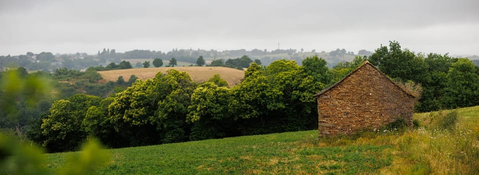 Panoramic landscape countryside in Aveyron France