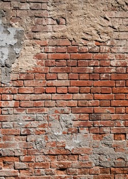 Background of old red aged abstract brick wall rundown