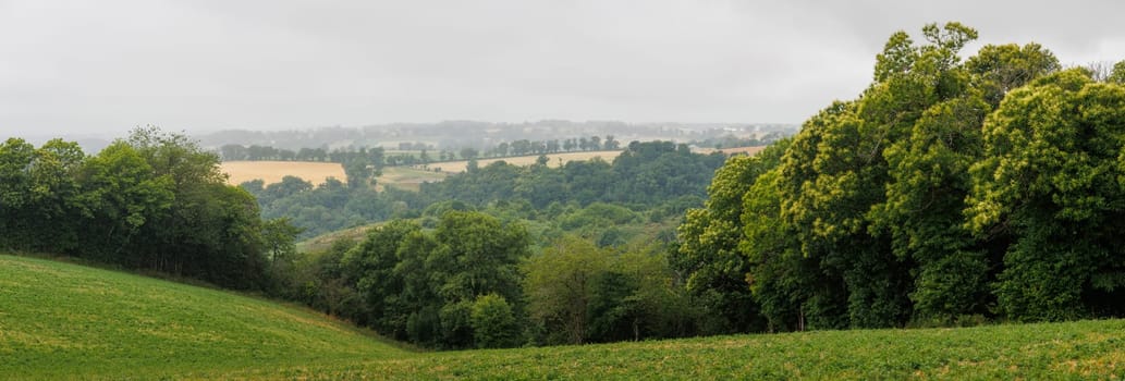 Panoramic landscape countryside in Aveyron France