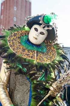 VENICE, ITALY - Febrary 23 2019: The masks of the Venice carnival 2019.................