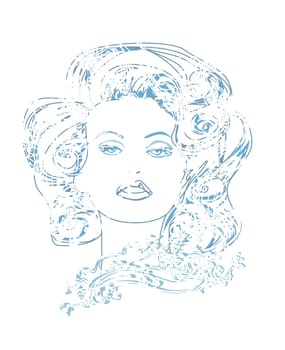 Abstract Beautiful Woman portrait - doodle