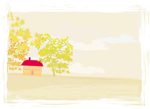 Beautiful vector autumn rural andscape