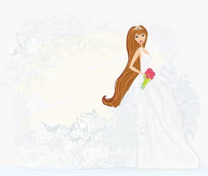 Beautiful bride with flowers card