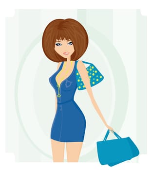Glamour girl with shopping bag