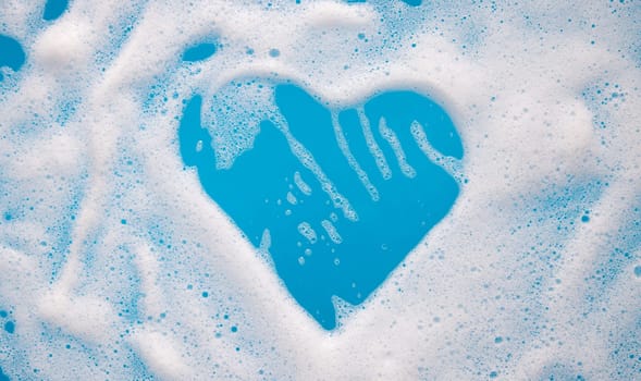 Aerial view of a heart shaped foam