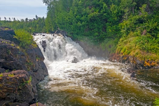 Dramatic Silver Falls in the North Woods of Quetico Provincial Park in Ontario