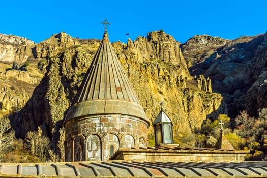 Christian temple Geghard in Armenia. UNESCO World Heritage.