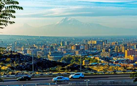 A beautiful view of Mountain Ararat and Yerevan city.