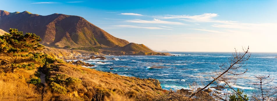 Big sur coast in California, United States of America. Panoramic image.