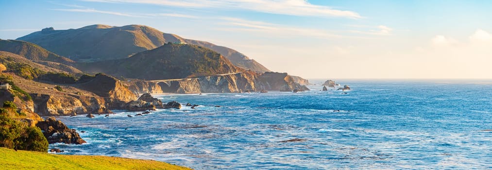 Big sur coast in California, United States of America. Panoramic image.