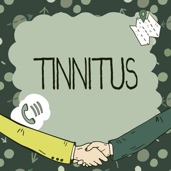 Inspiration showing sign Tinnitus, Business concept A ringing or music and similar sensation of sound in ears Empty frame decorated with communication symbols represent business meeting