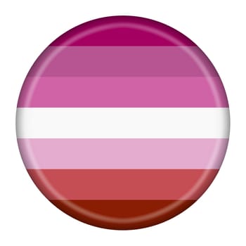 A lesbian gay pride flag button 3d illustration with clipping path