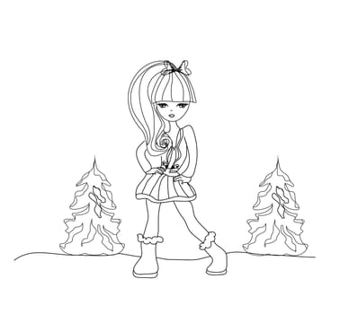 fashion girl - doodle illustration