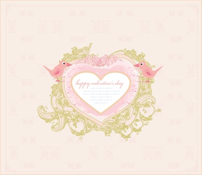 valentine's day greeting card with 2 sweet love birds