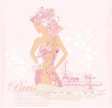 beautiful abstract women in Paris card