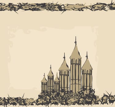 Illustration of the castle in retro style