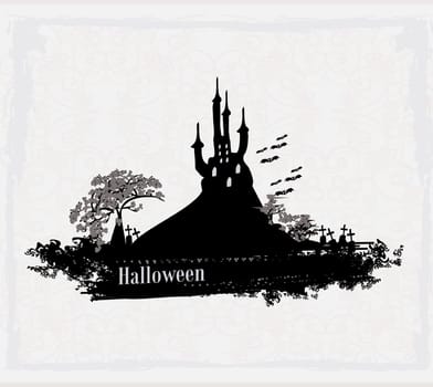 Illustration of the castle in retro style