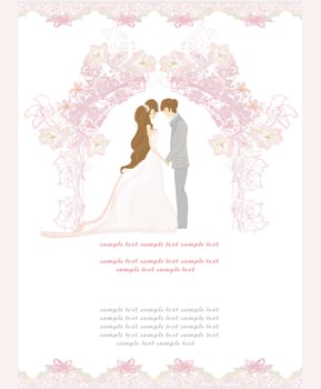 elegant wedding invitation with wedding couple