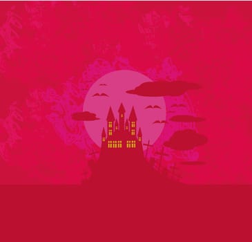 grungy Halloween background with haunted house