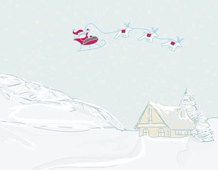 Happy New year card with Santa Claus