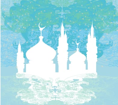 Ramadan background - mosque silhouette vector card