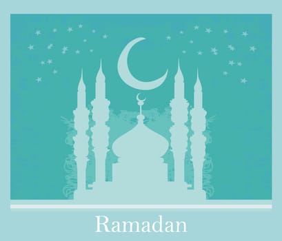 Ramadan background - mosque silhouette vector card