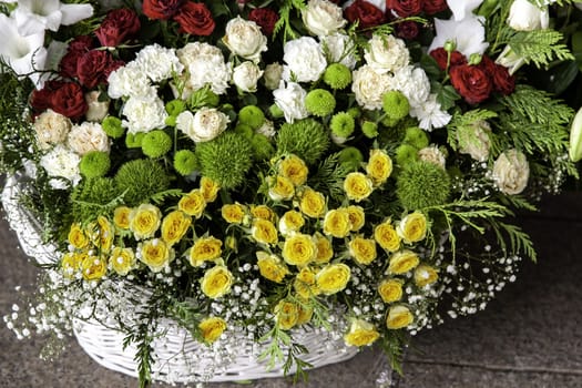 Detail of decoration with colored flowers
