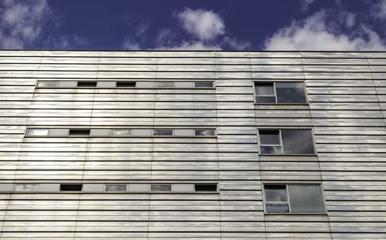 Detail of modernist architecture, decoration with stainless steel