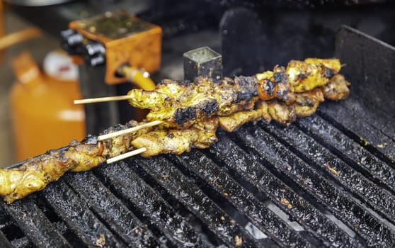 Detail of grilled meat, greasy food