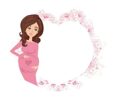 Shower card with happy pregnant woman.