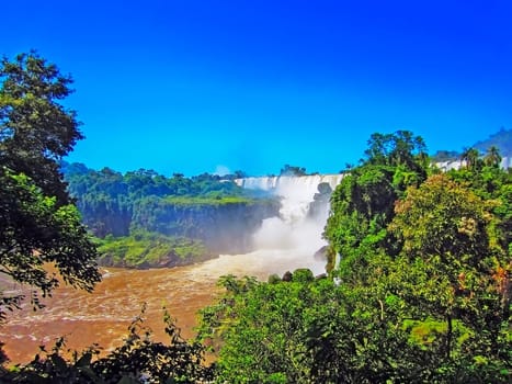 View of Iguazu Falls in Argentina