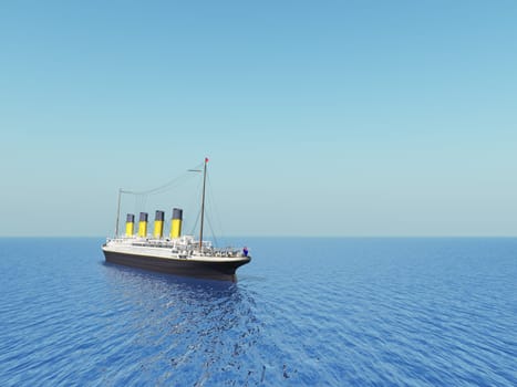 Computer generated 3D illustration with the historic passenger ship Titanic on the high seas