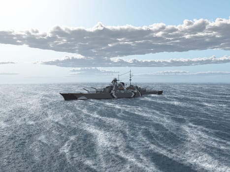 Computer generated 3D illustration with a German battleship of World War II