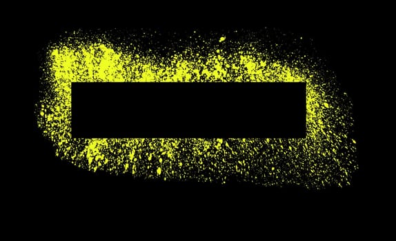 Yellow graffiti frame on black background