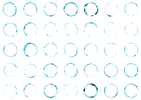 Collection of hand made blue ink circles
