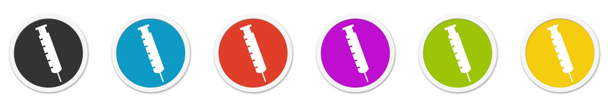 Syringe Icon - Set of 5 Buttons: Coronavirus Vaccination