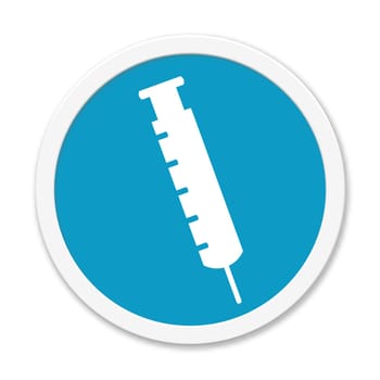 Blue round Button with syringe symbol - Covid-19 Vaccination icon