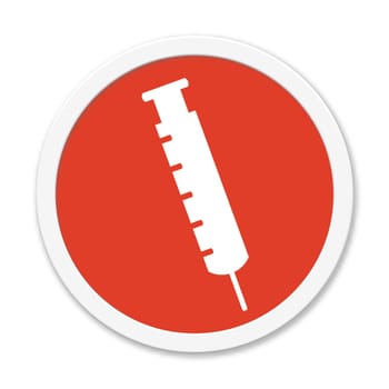 Red round Button with syringe symbol - Covid-19 Vaccination icon