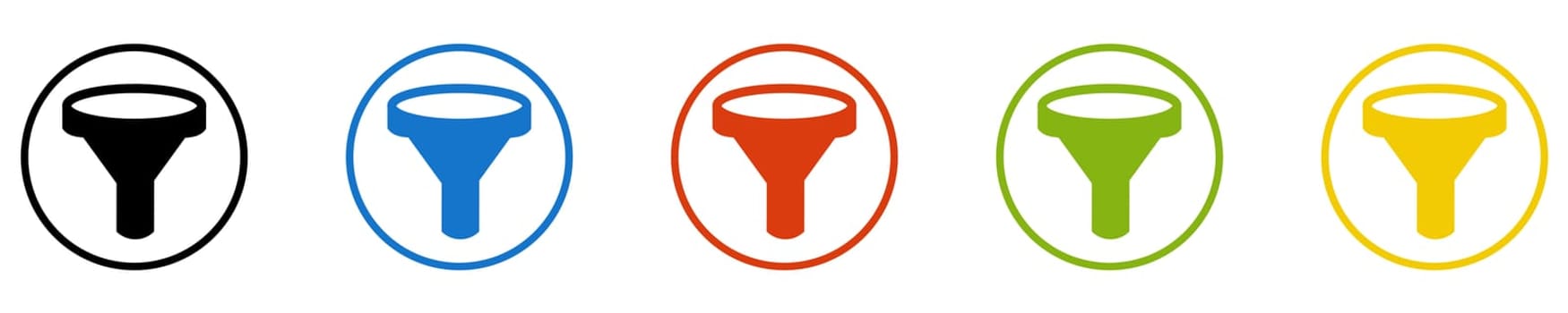 Filter Icon - Set of 5 Buttons: Funnel