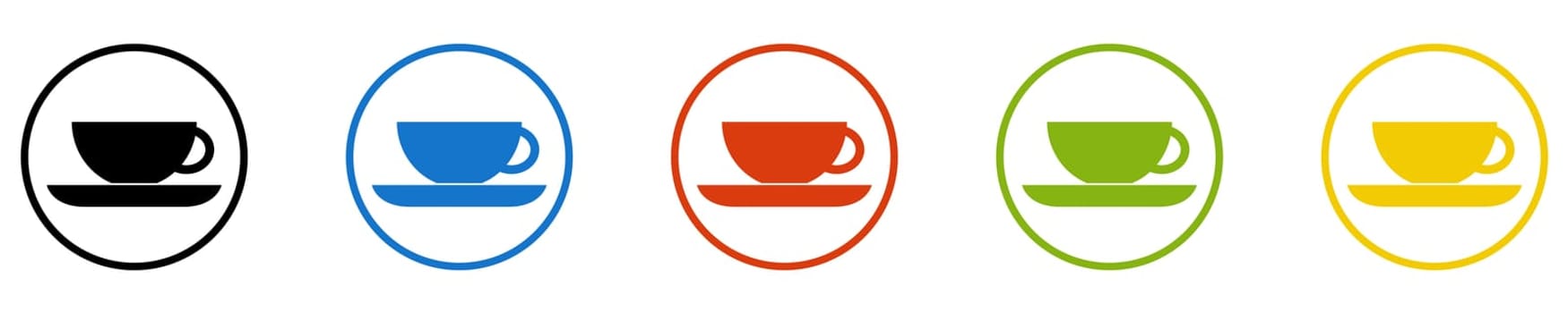 Cafe Icon - Set of 5 Buttons: Tea or Coffee