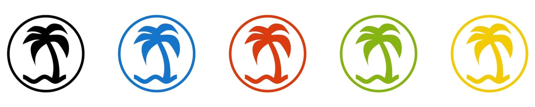 Palm Icon - Set of 5 Buttons: Beach