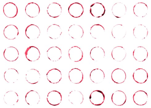 Collection of hand made red ink circles