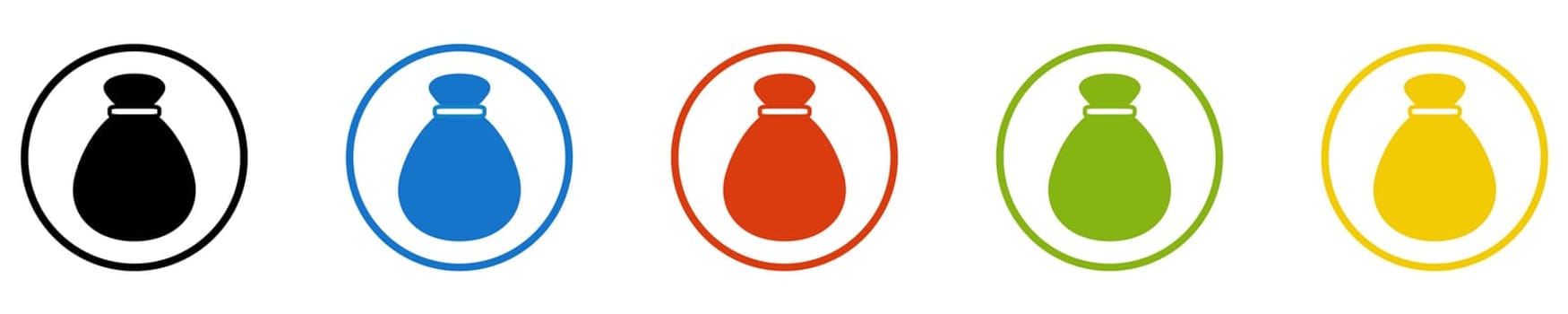 Sack of Money Icon - Set of 5 Buttons: Finance