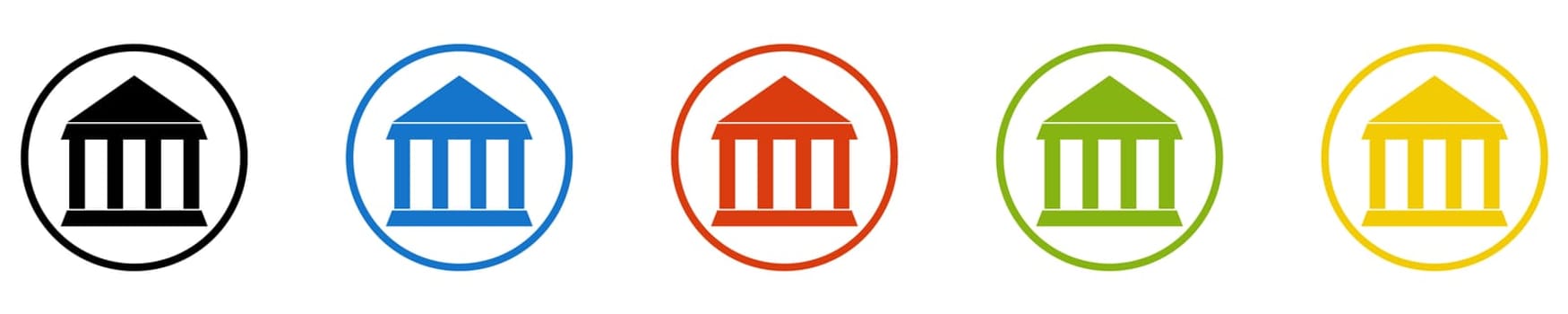 Museum Icon - Set of 5 Buttons: University or Court