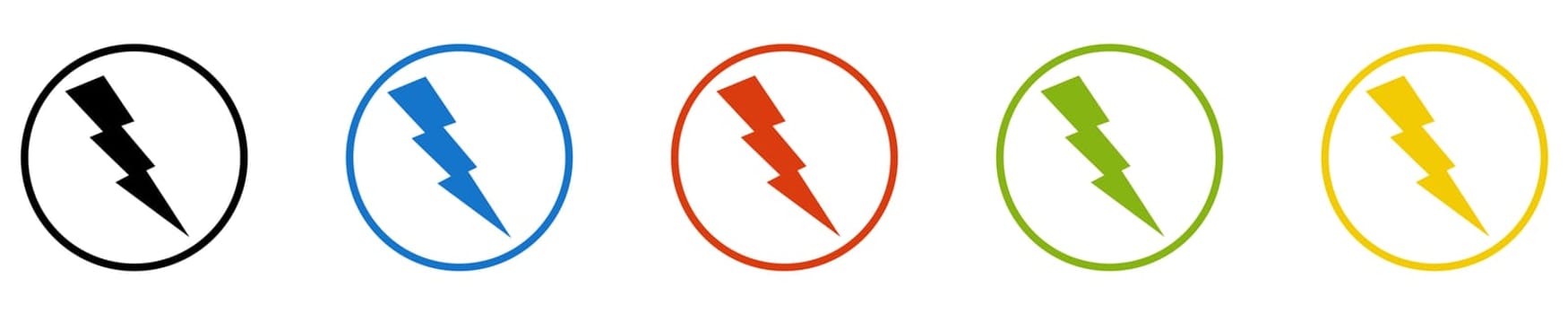 Flash Icon - Set of 5 Buttons: Electricity